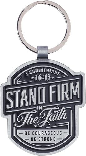 Christian Art Gifts Scripture Keychain in Tin, Black