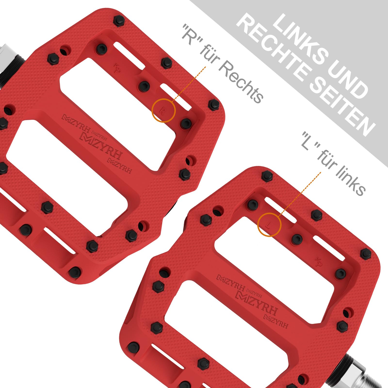 MZYRH MTB Bike Pedals Nylon 3 Bearings Composite 9/16