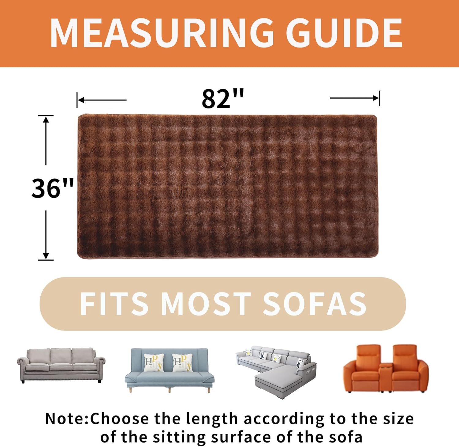 Waterproof Dog Bed Cover Non Slip Couch Covers for Dogs Washable Soft Faux Fur Sofa Cover Couch Covers for 3 Cushion Couch Sofa Pet Friendly (Brown) - Image 4