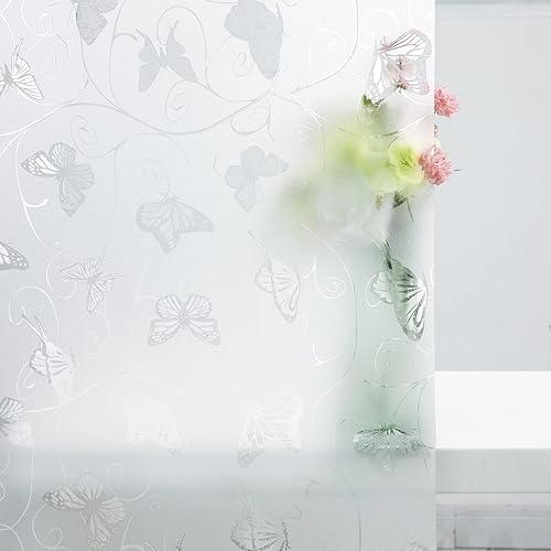 Miniatura 9 de DKTIE Película decorativa para ventana de adherencia estática con herramientas de instalación, película de privacidad no adhesiva, película de