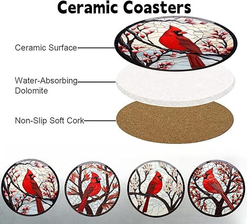 Miniatura 2 de 4 posavasos de cerámica absorbentes con base de corcho, copas de vino, tazas de café, tazas de café, tapete para decoración de Navidad (1)