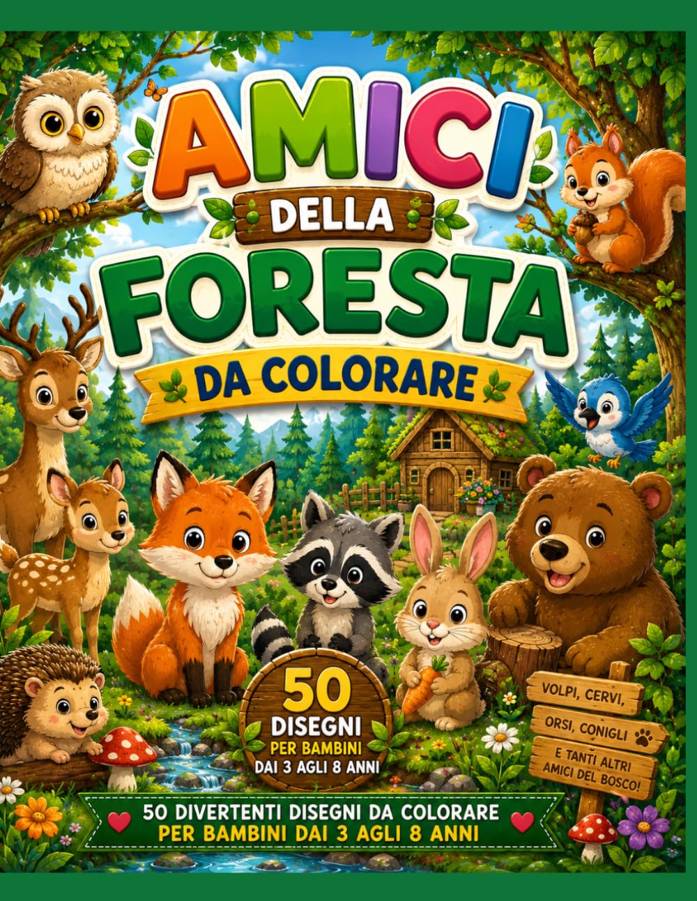 Amici della Foresta da Colorare: Libro da colorare per bambini dai 3 agli 8 anni con 50 meravigliosi disegni tra animali, sentieri, alberi e avventure ... (Simpatici libri da colorare per bambini)