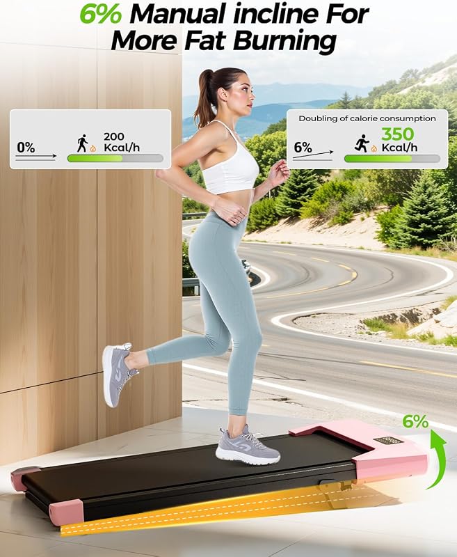 Superun Walking Pad with Incline, Under Desk Treadmill, 3 in 1 Portable Treadmills for Home with Remote Control LED Display, 2.5 HP Quiet Mini Treadmill for Office Home Use, 300 Lbs Capacity image 2