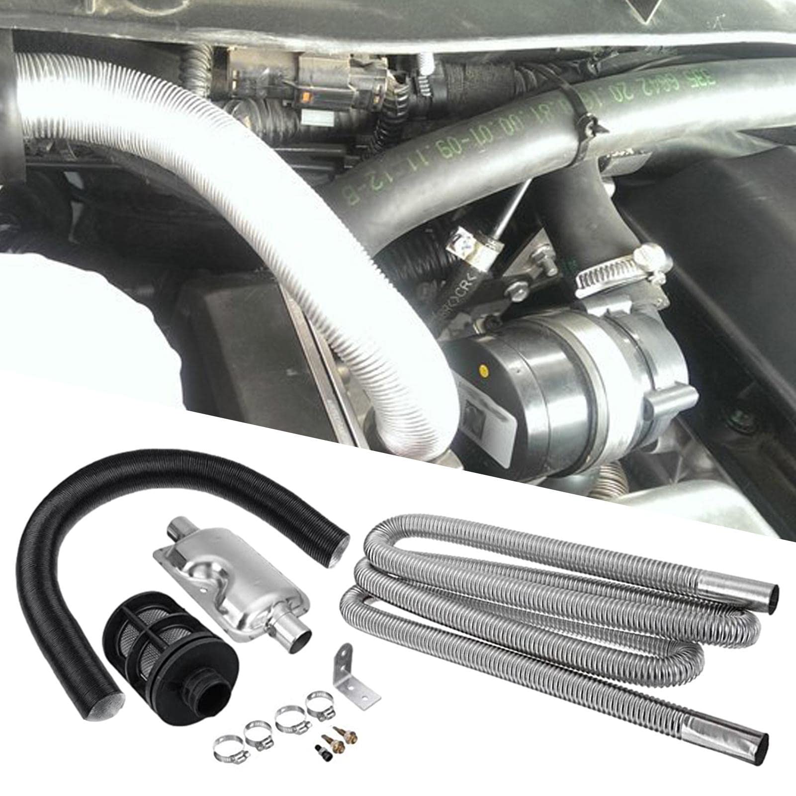 escape flexible - Kit escape reducción ruido,escape acero inoxidable Povanjer calentador aire estacionamiento escape