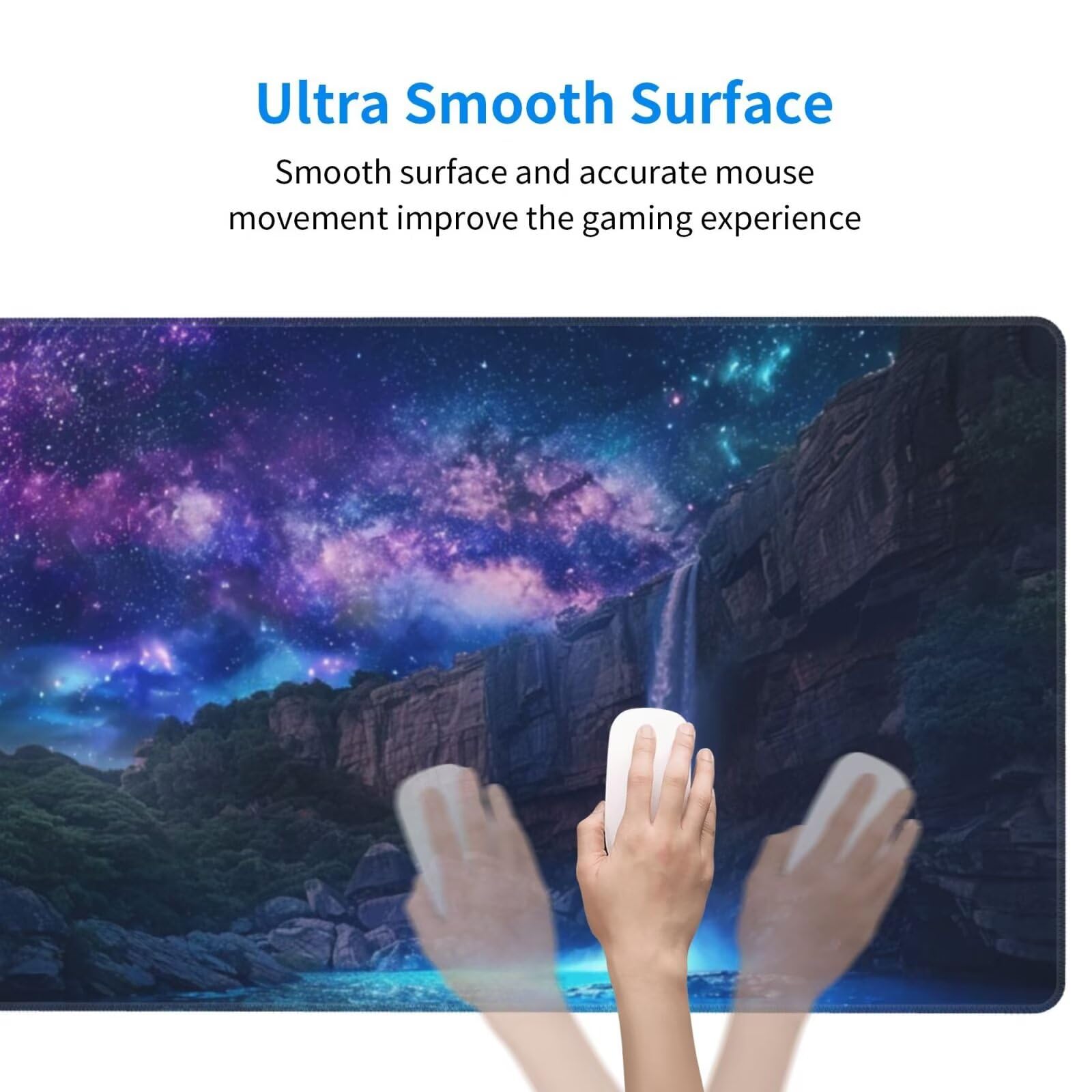 Alfombrilla de Ratón Gaming Grande XXL 1200x600x4mm con Bordes Cosidos Tela de Micro Tejido, Base de Goma Antideslizante y Mouse Pad, para Teclado Escritorio, PC, Oficina Cielo Estrellado Morado Y6903