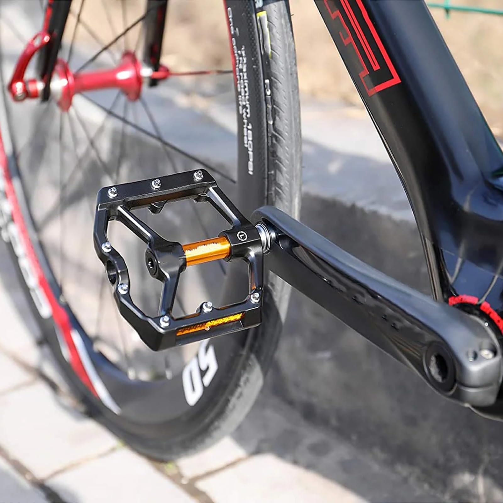 Pedały rowerowe ze stopu aluminium, 9/16", płaskie pedały ze zdejmowanymi antypoślizgowymi gwoździami, do rowerów górskich i wyścigowych