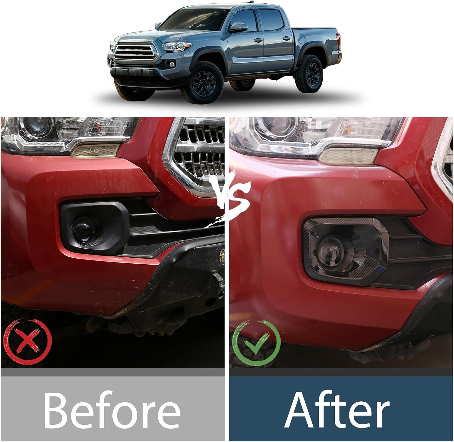 Lcojicep Car Front Fog Light Lamp Decoration Cover Trim Compatible with Tacoma 2016-2022 ABS Front Bumper Driving Fog Cover Trim Frame Car Accessories (Carbon Fiber Grain)
