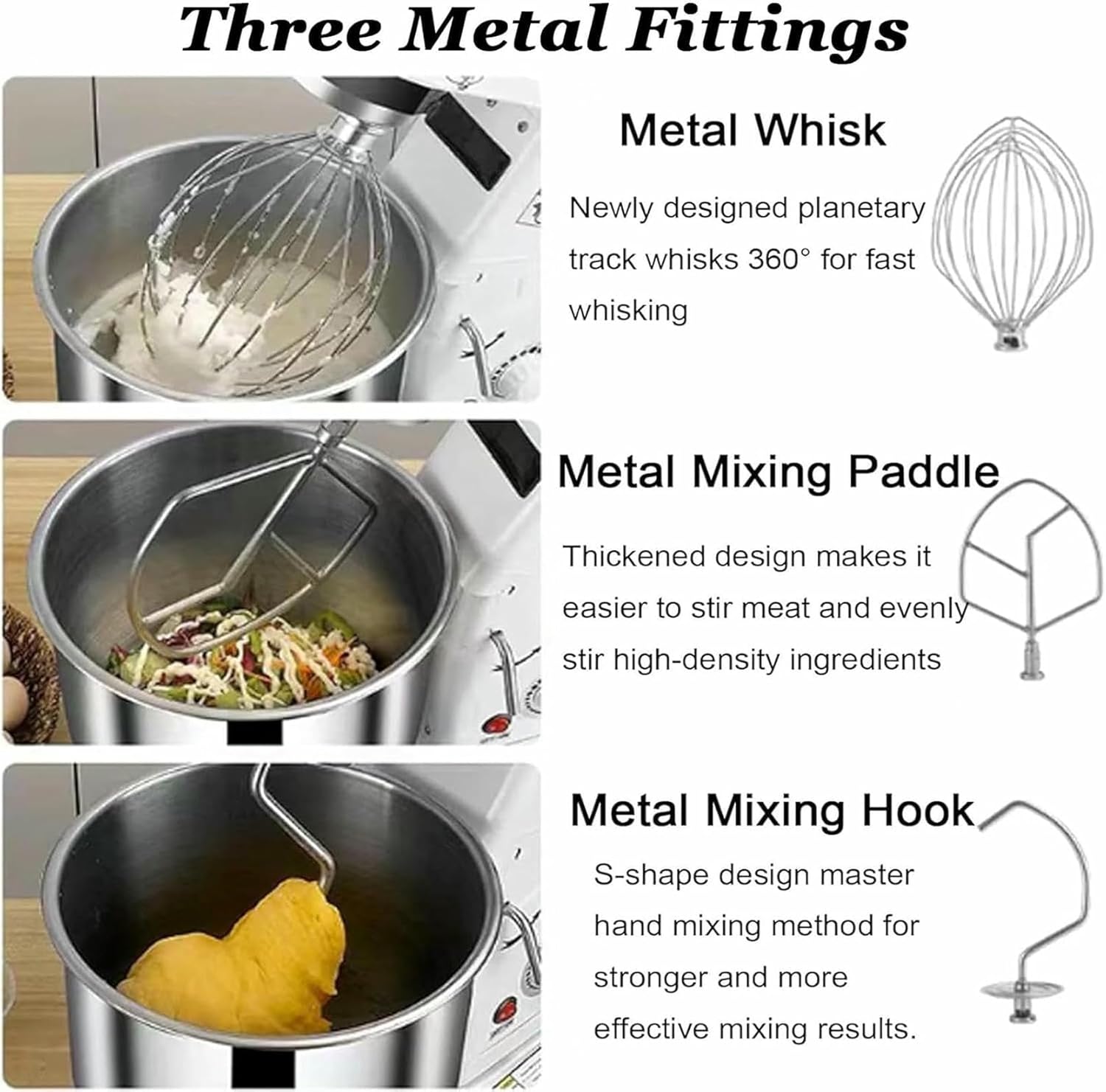 350W/500W Stand Mixer For Cream, Commercial Kneader, Food Processor And Kitchen Mixer With Mixer Hook, Dough Hook,5L