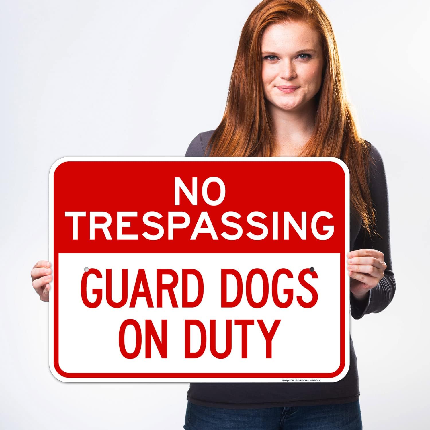 No Trespassing Guard Dogs On Duty Sign, 18x24 Inches, Rust Free .063 Aluminum, Fade Resistant, Made in USA