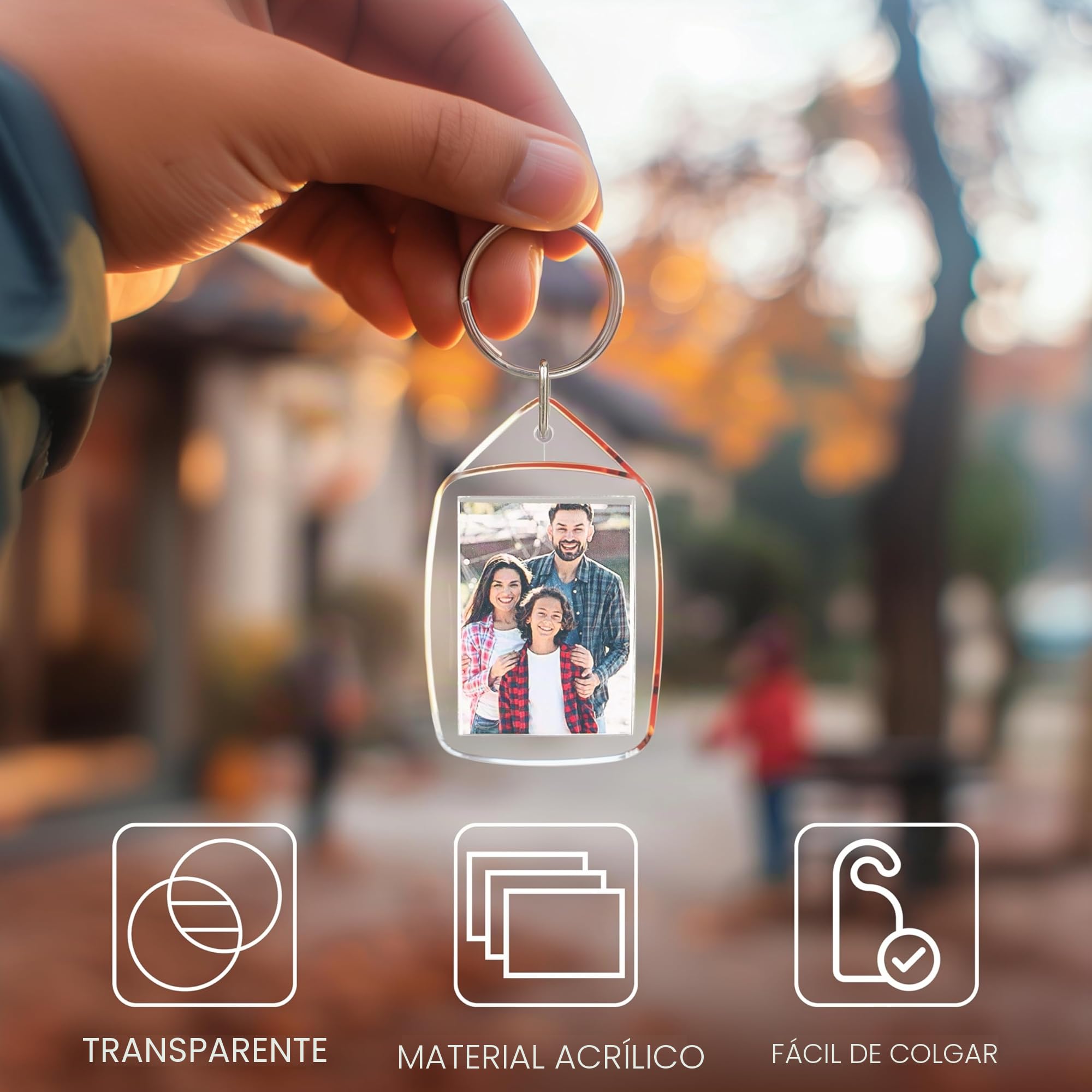 Kurtzy Llaveros Foto en Blanco (Pack de 200) Cada Llavero Transparente de Acrílico mide 5,4 x 3,4 cm – Llavero Foto de Ambos Lados – Marcos Pequeños Fotos Familiares, Amigos, Manualidades, Regalos