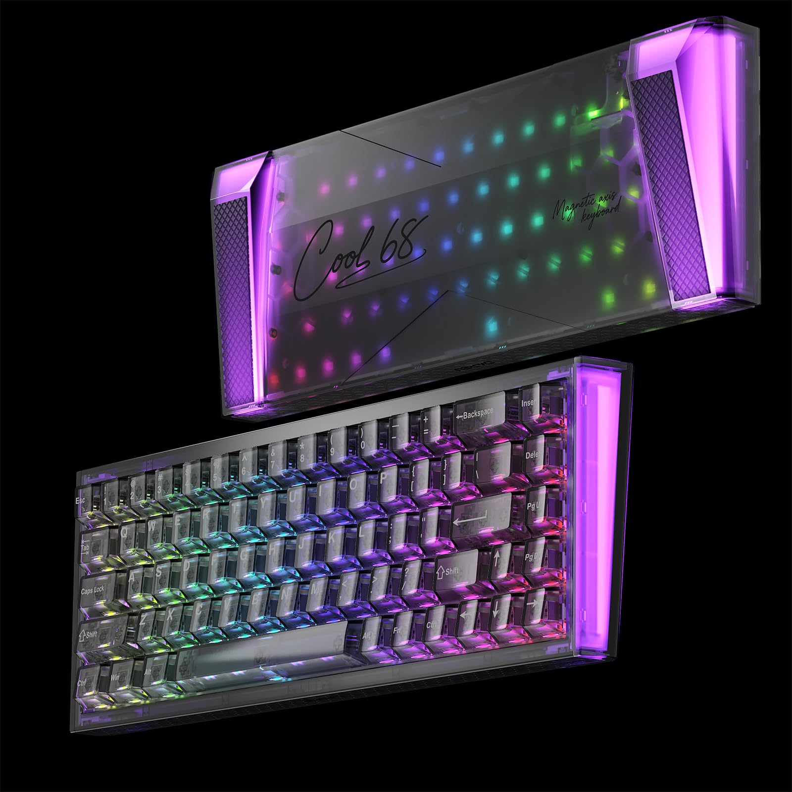 DAREU COOL68 Teclado Gaming con Disparador rápido de 8000 Hz, precisión RT de 0,01 mm, Teclado mecánico magnético con Cable al 65% con interruptores de Efecto Hall, 20 Modos RGB, para PC/Mac
