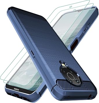 Osophter for Nokia G10 Case,Nokia G20 Case with 2pcs Screen Protector Shock-Absorption Flexible TPU Rubber Protective Cell Phone CoverNavy Blue