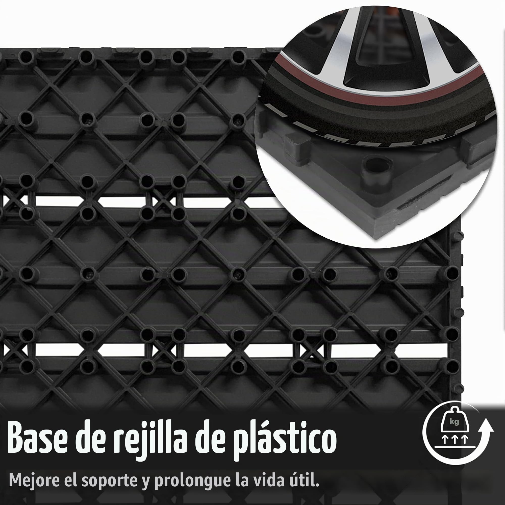 Froadp 60x30cm WPC Baldosa de Madera,Suelos de Plástico Compuesto de Exterior, Cubiertas de Rejilla con Sistema de Enchufe para el Balcón de la Terraza del Jardín(6 pcs, Antracita)