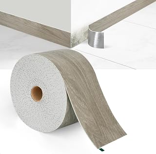Weichsockelleiste Selbstklebend, 10M x 10CM PVC, Graue Holzoptik