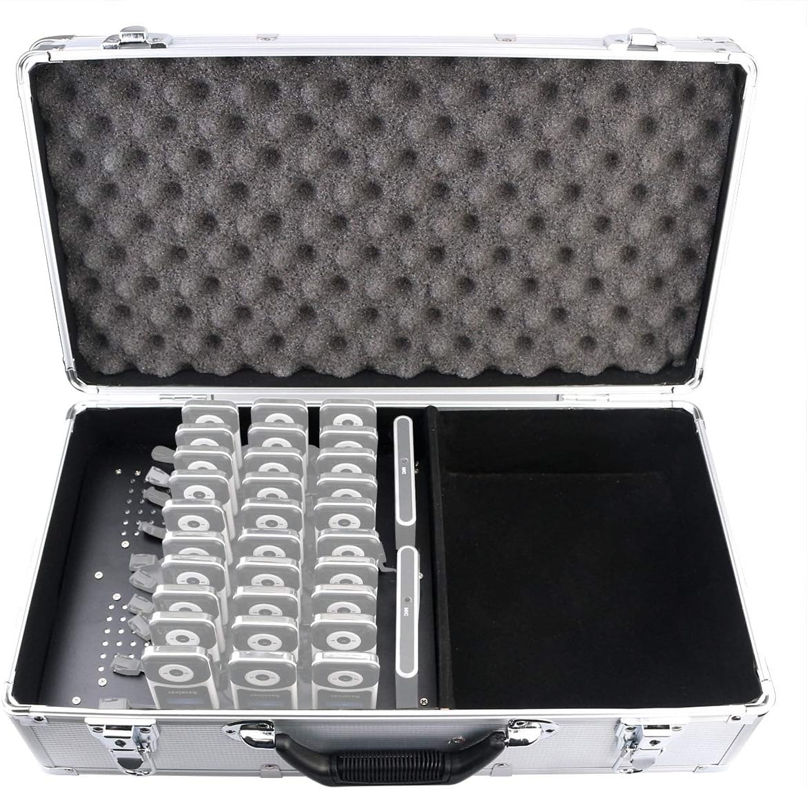 Retekess T130 Tour Guide Systems Charging Case,Portable 32 Slot Storage Box,Rugged Textured Carrying Case for Retekess T130, T130S Wireless Tour Guide System