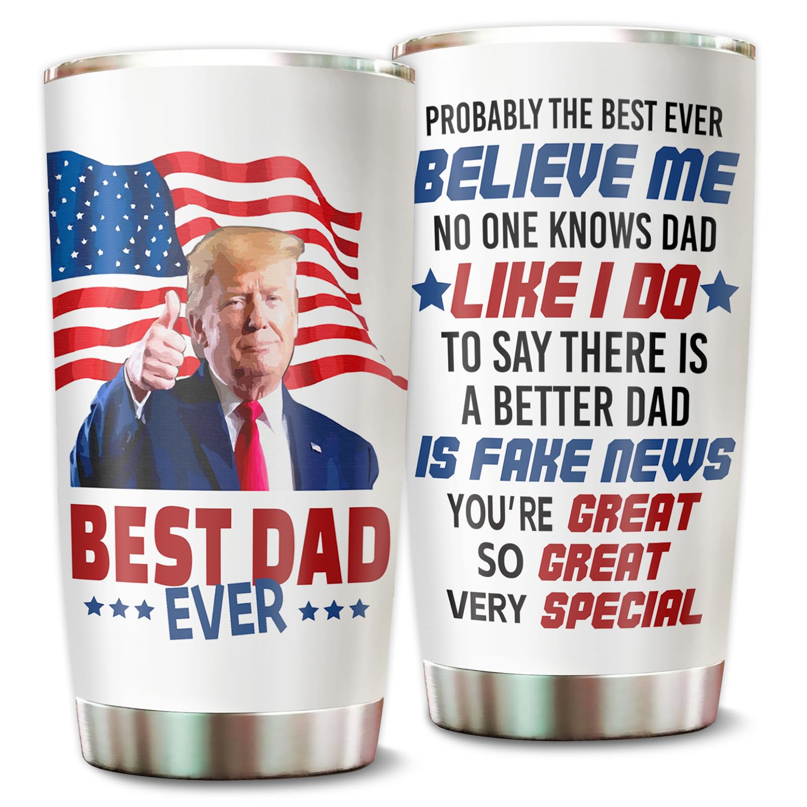 PUREFLY Tumbler for Dad, Gifts for Dad from Daughter Son, Best Dad Ever Birthday Gift Ideas, Stainless Steel Insulated Travel Mug 20oz
