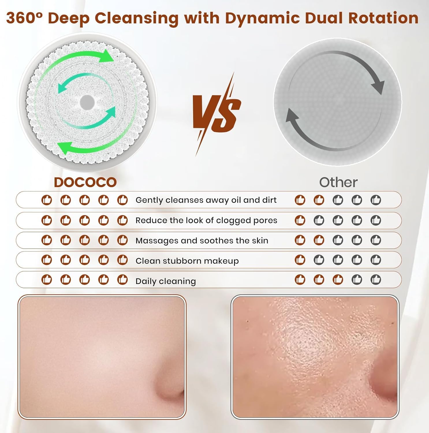 Cepillo de limpieza facial, limpiador facial eléctrico con 2 direcciones de rotación, cepillos faciales 3 en 1 para limpieza y exfoliación, 3 velocidades ajustables, cepillo de lavado facial