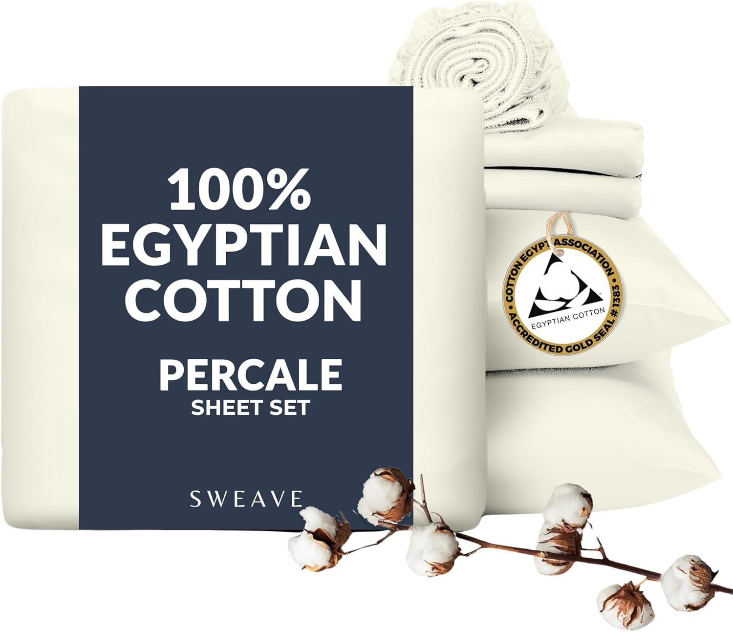 Sweave 100 Egyptian Cotton Percale Sheets Full Size