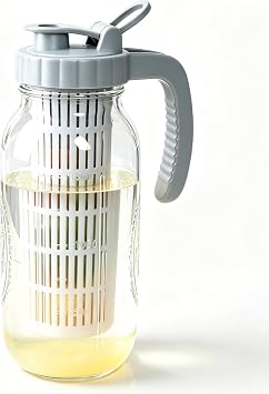 64 Oz Glass Mason Jar Water Infuser Pitcher For Fruit Tea Fridge Storage