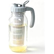 64 Oz Glass Mason Jar Water Infuser Pitcher For Fruit Tea Fridge Storage | Half Gallon Fruit Infused Pitcher Wide Mouth Sun Tea Jar Cold Hot Water Jug For Coffee Lemonade Iced Tea Milk Container