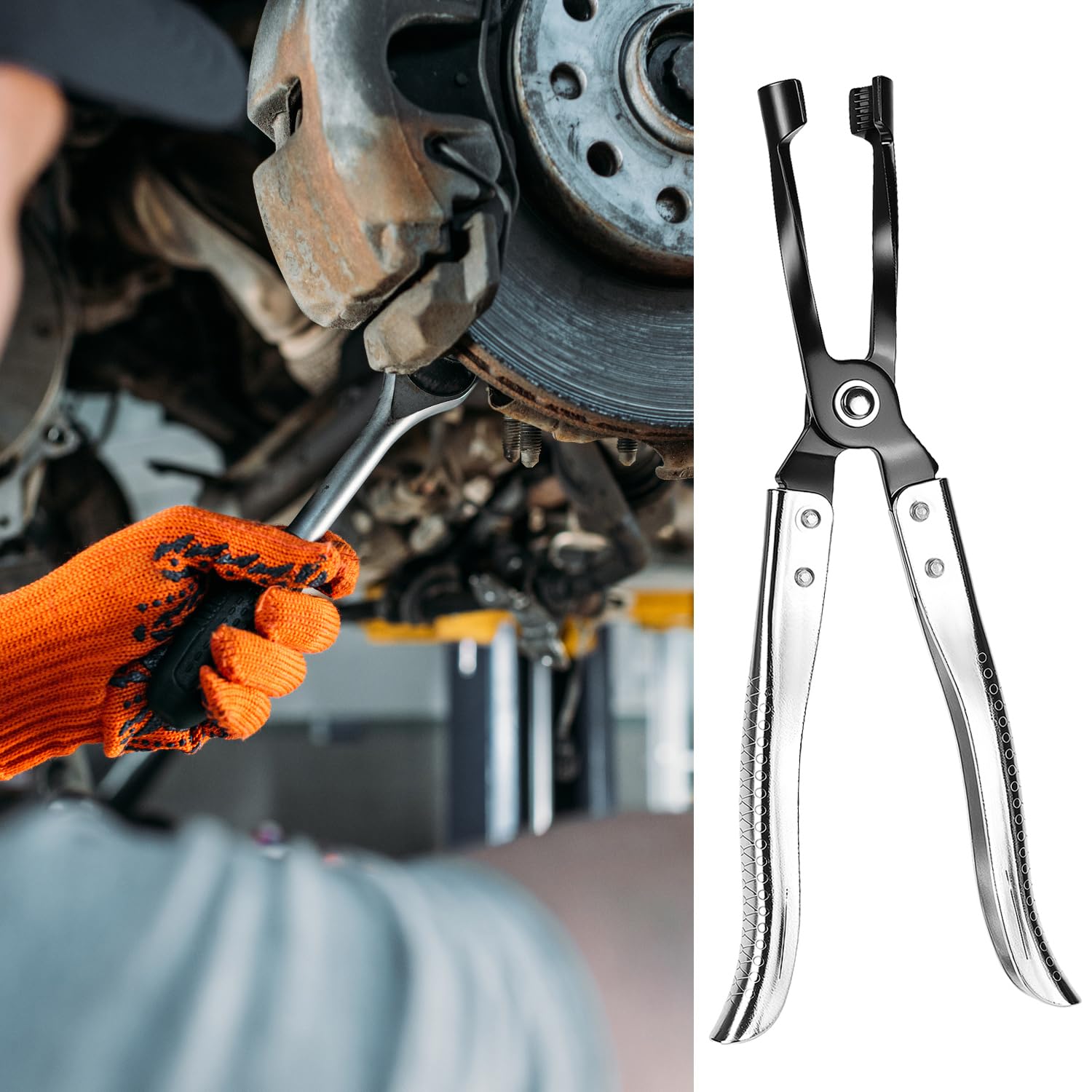 QWORK Valve Seal Pliers, Steel Valve Stem Seal Removal Tool with Serrated Pliers Nose for Overhead Camshaft Engines
