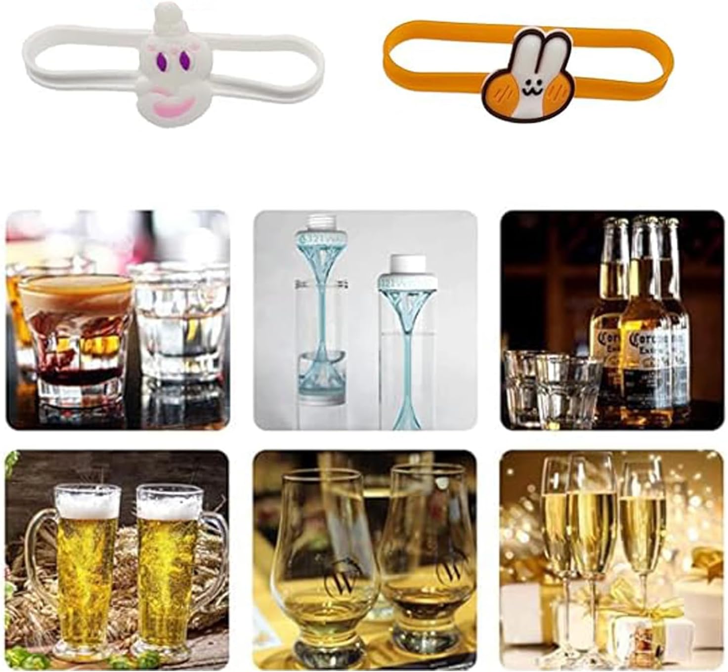 18Pcs Wine Glass Markers, Silicone Drink Markers Funny For Wine Glasses, Glass Cup Wine Glass Bottle Strip Tag Marker, Suitable for Bottle Identification for Parties Or Families
