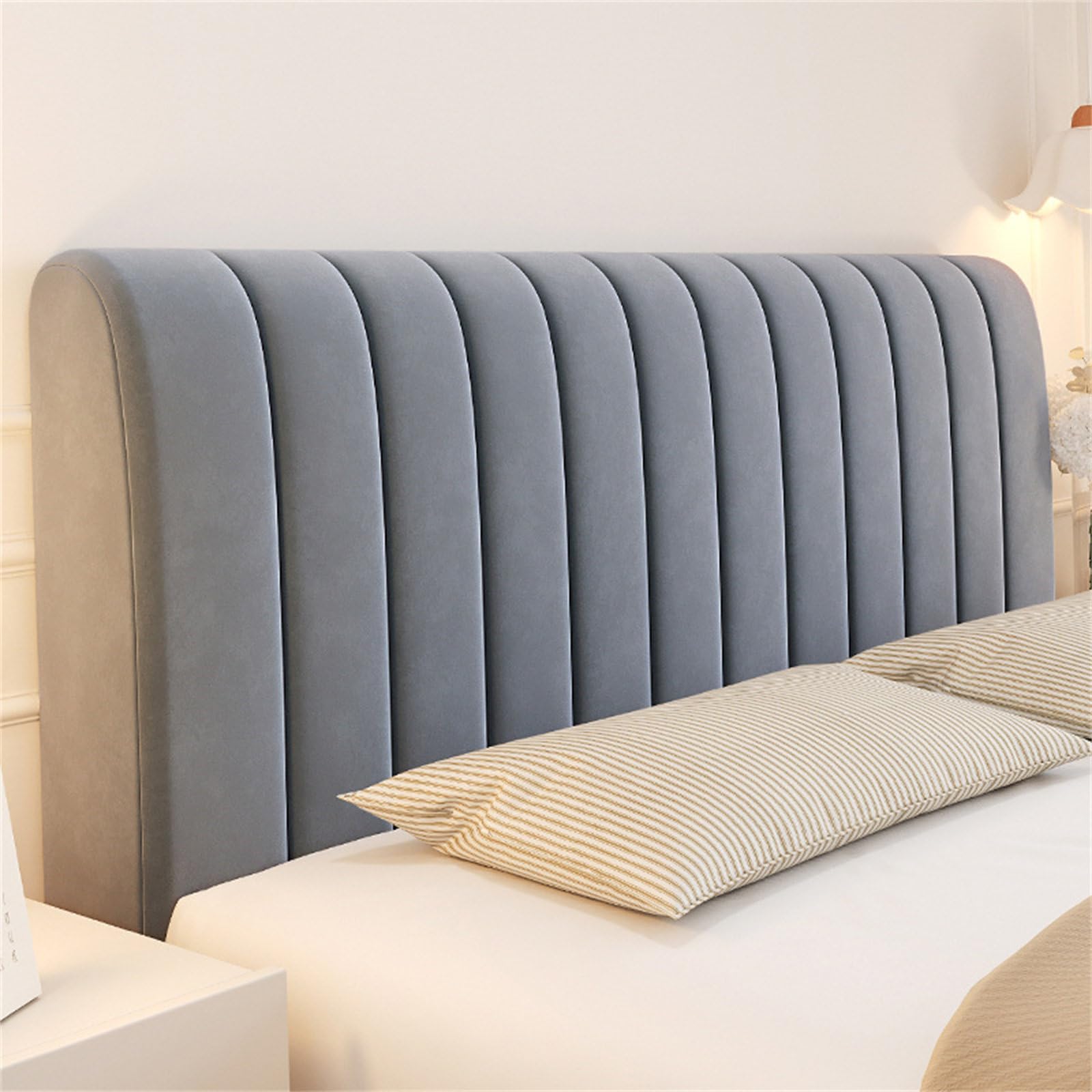 Chickwin Modern Anti-Collision Bed Headboard Cover, Universal Stretch Elastic Bed Headboard Slipcover (120cm, Grey) โ image 1