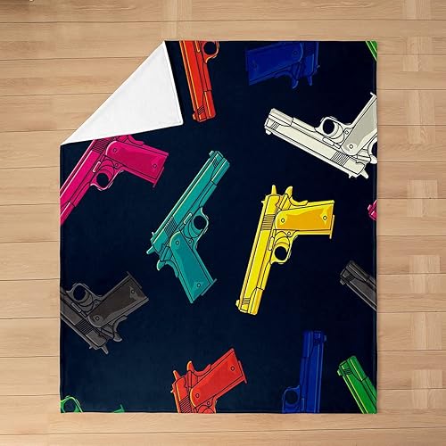 Miniatura 3 de Manta de forro polar con estampado de pistola colorida para todas las estaciones, manta de cama moderna de lujo de Vice City, manta mullida de