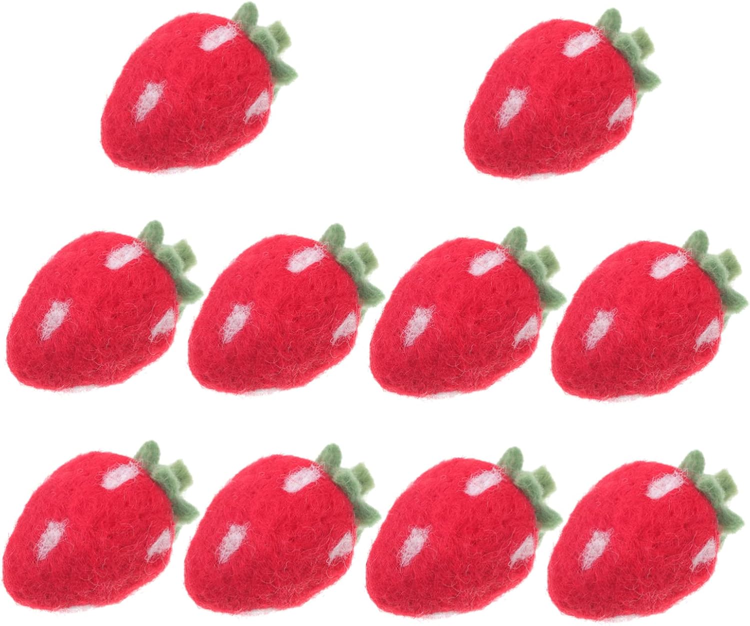SEWACC 10pcs Strawberry Shape Felt Crafts for DIY Decor Handmade Wool Felt Accessories for Girls Cute Reusable Decorations for Home and Parties