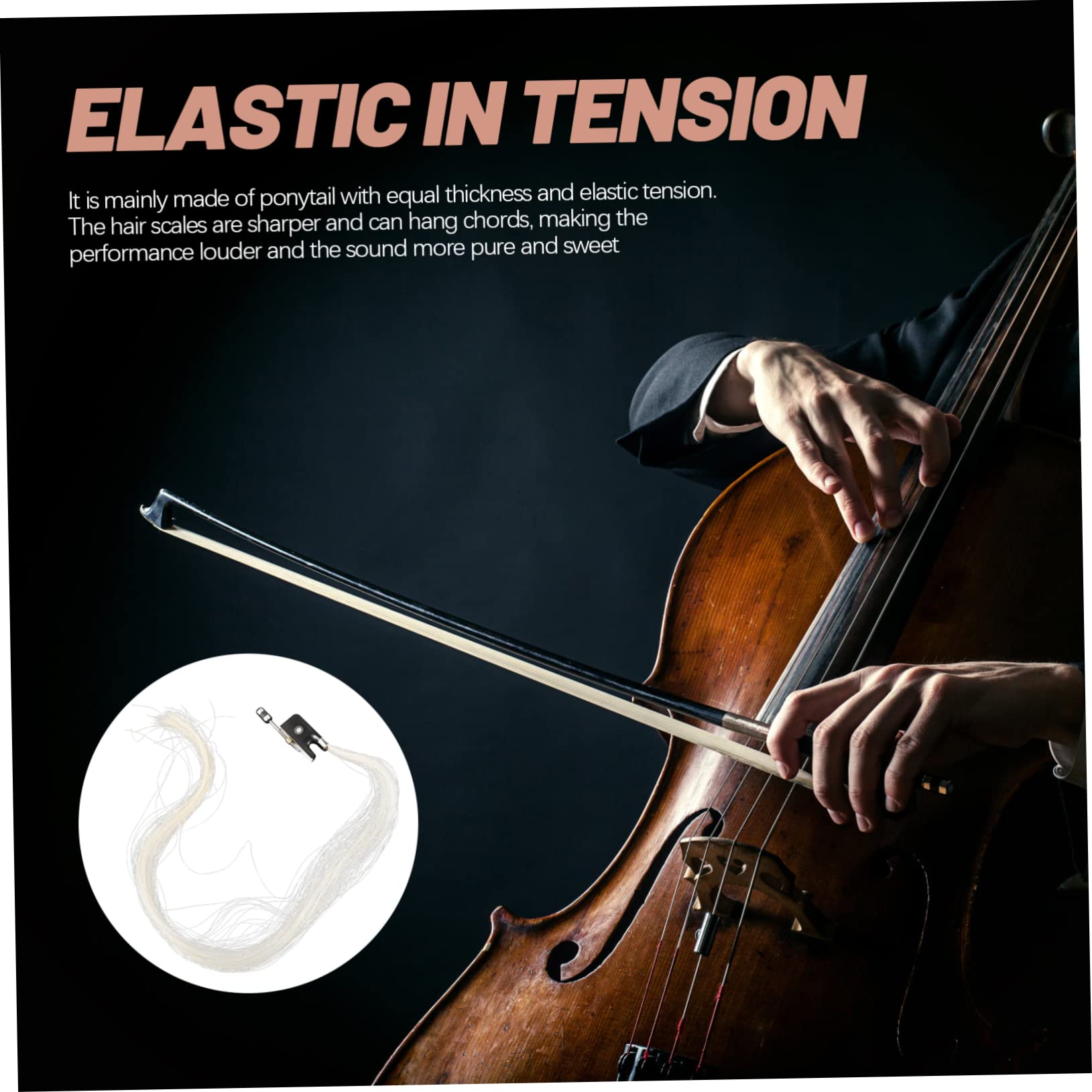 ibasenice Violin Bow Hair Di Alta Qualità Ricambio Criniera Di Cavallo Naturale Per Violino Facile Installazione Per Musicisti Principianti e Professionisti Accessorio Per Strumenti Corda
