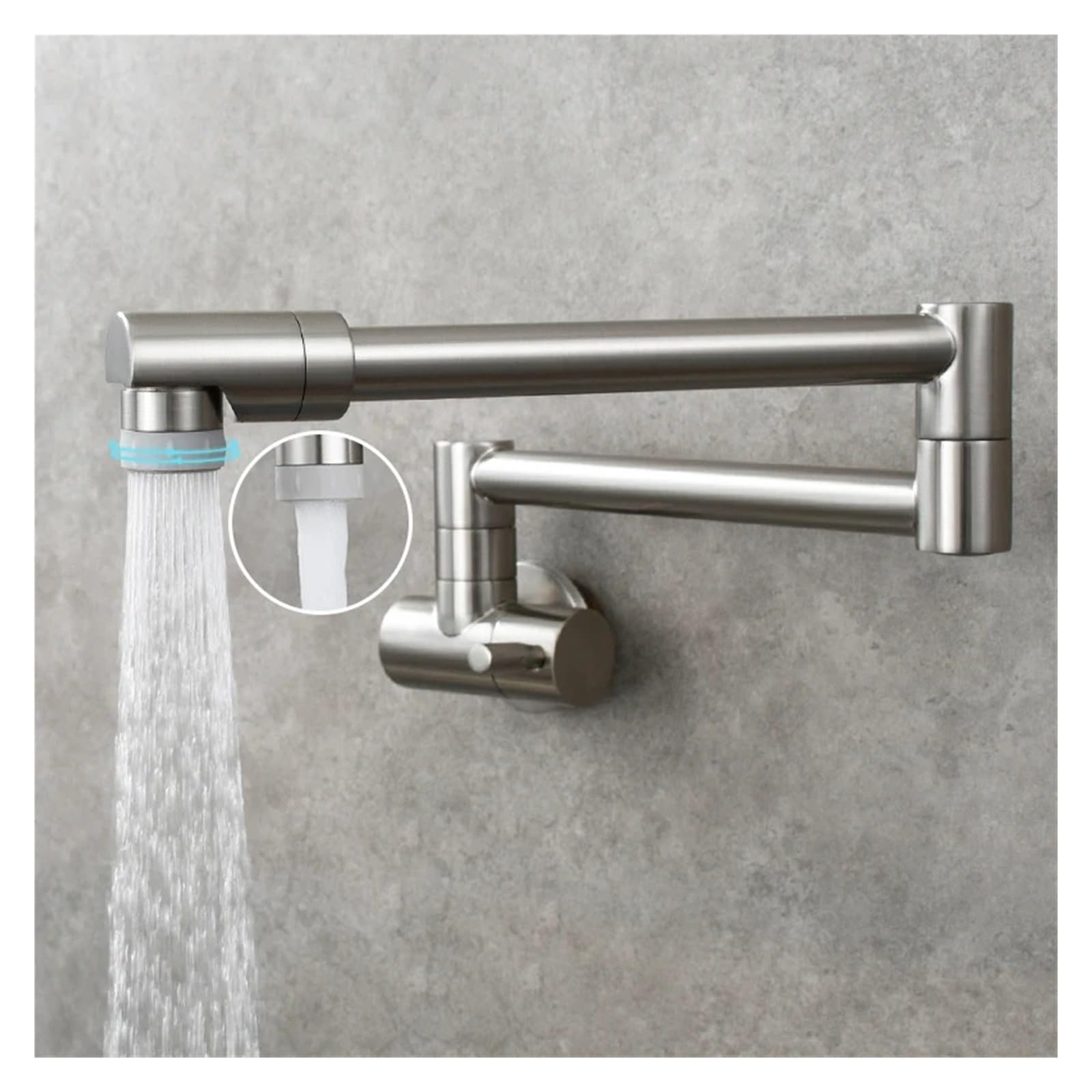 Ewsdsfs 2 Function Nickel Brass Pot Filler Faucet 360 Rotatable Folding Lengthened Tap Wall Mount Kitchen Cold Water(2 Function Nickel)