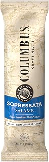 Columbus Sopressata Salami 8oz Stick - Slow-Aged Charcuterie Meat with Fennel & Garlic, Gluten-Free, 6g Protein