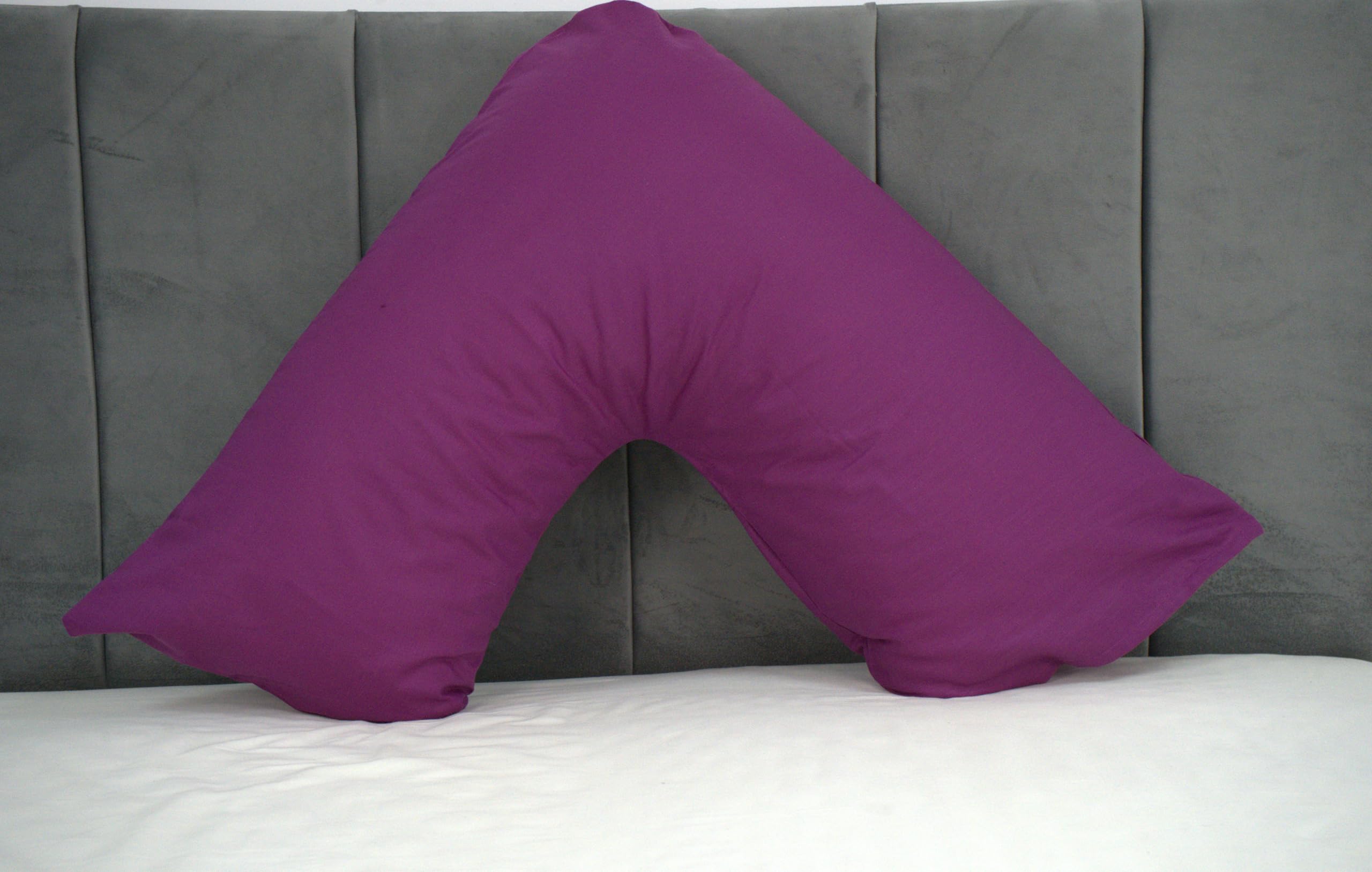 Orthopaedic V-pillow with Free pillowcase- Pregnancy Support V Shaped Triangle Pillow with polycotton pillowcase 74x34cm-Hollow Fibre V-pillow for for Neck,Maternity Pregnancy Support (Purple)