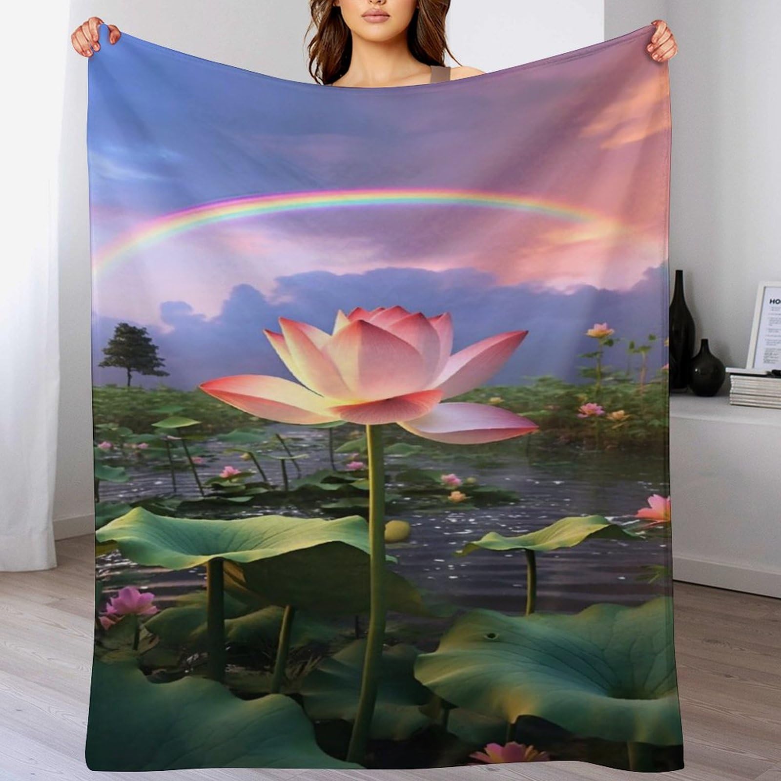 Jeté de lit en flanelle Lotus : Plaid de salon cosy pour vos soirées canapé