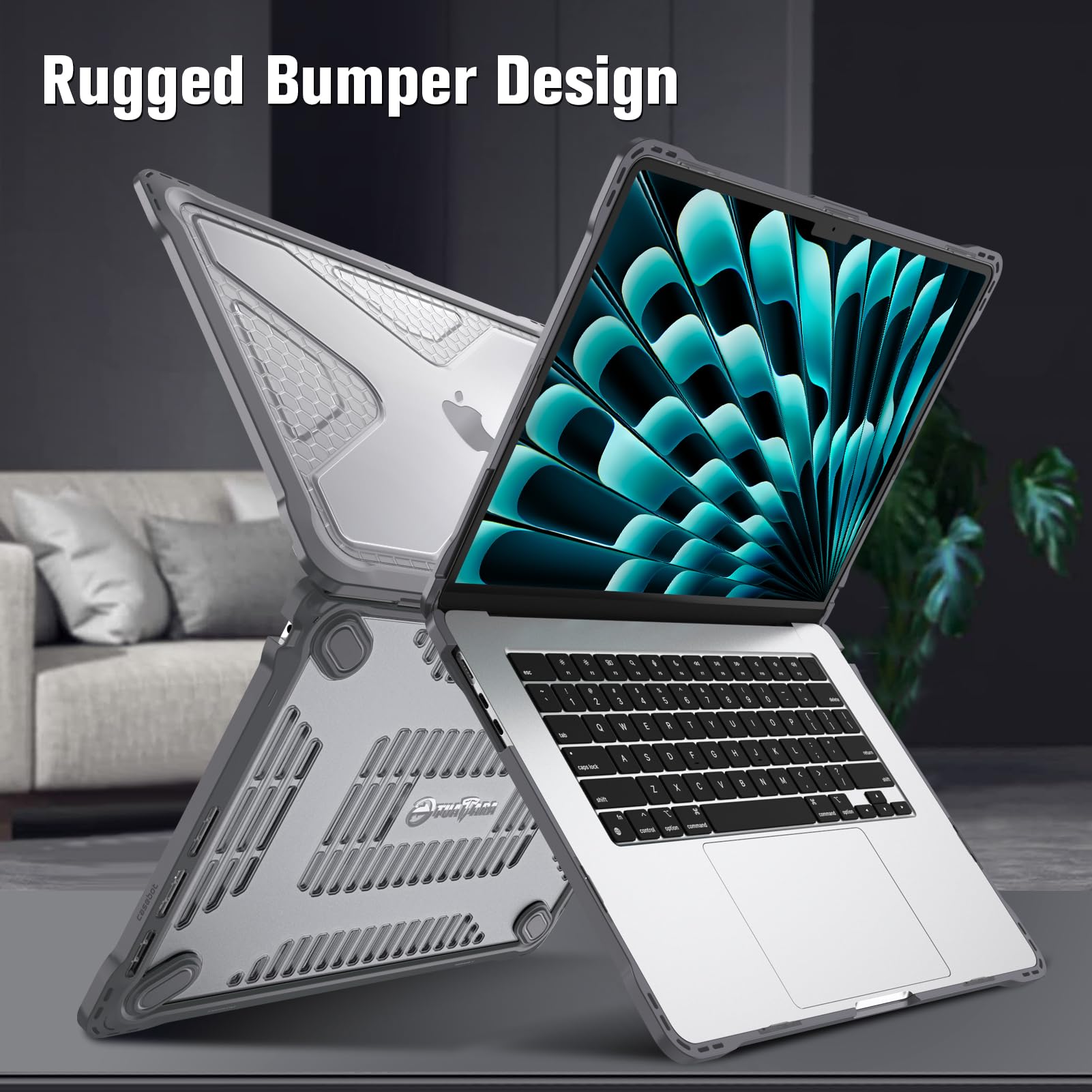 FINTIE Protettiva Custodia Compatibile con MacBook Air 15 Pollici M5/M4/M3/M2 (A3448/A3241/A3114/A2941, 2026/2025/2024/2023), Antiurto Robusto Case Rigido con Paraurti in TPU, Grigio