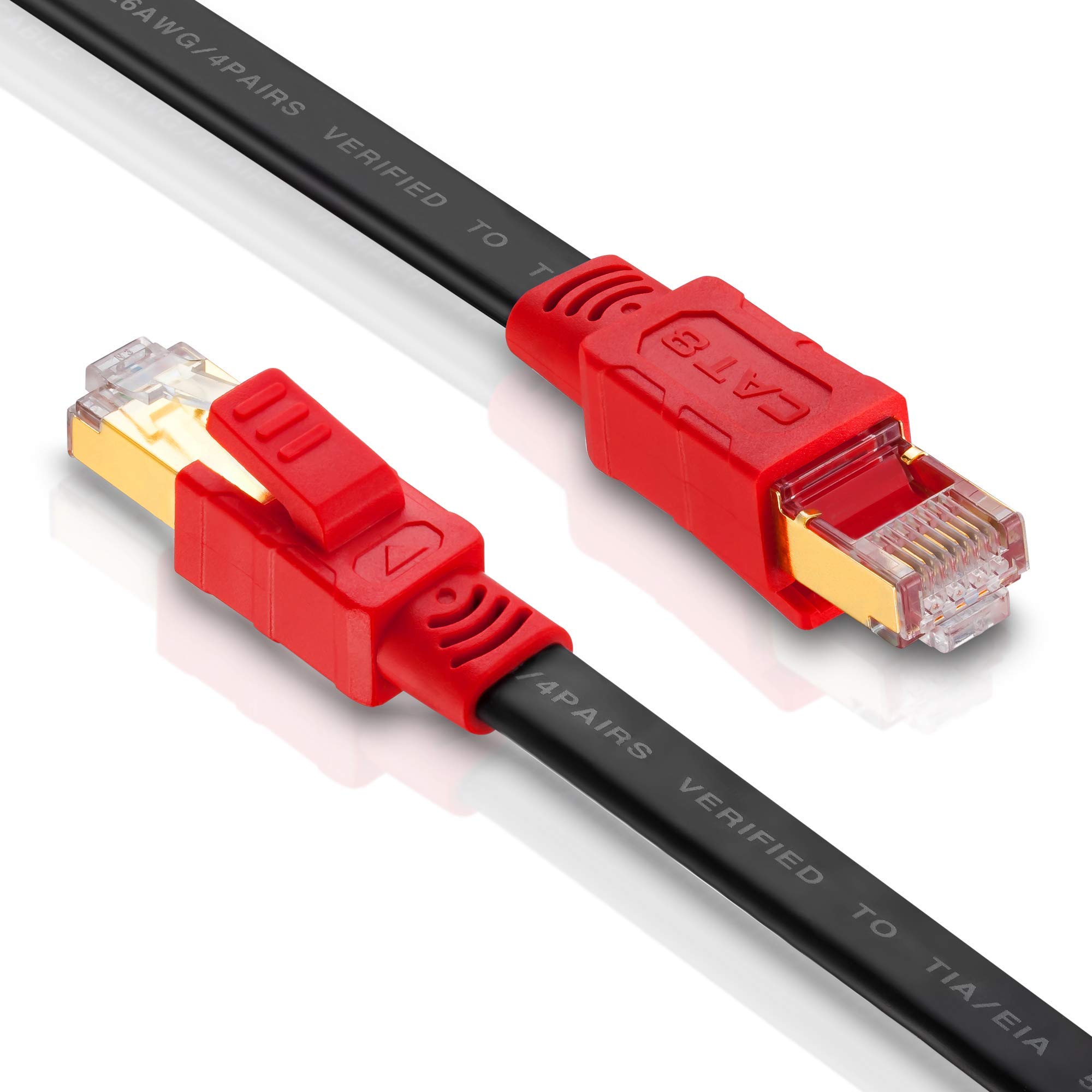 Flat Cat8 Ethernet Cable 60ft, MofaHz 26AWG Cat 8 LAN Network Cable 40Gbps 2000Mhz High Speed Gigabit Professional Premium SFTP Internet Cable Compatible with Cat7/Cat5/Cat5e/Cat6/Cat6e