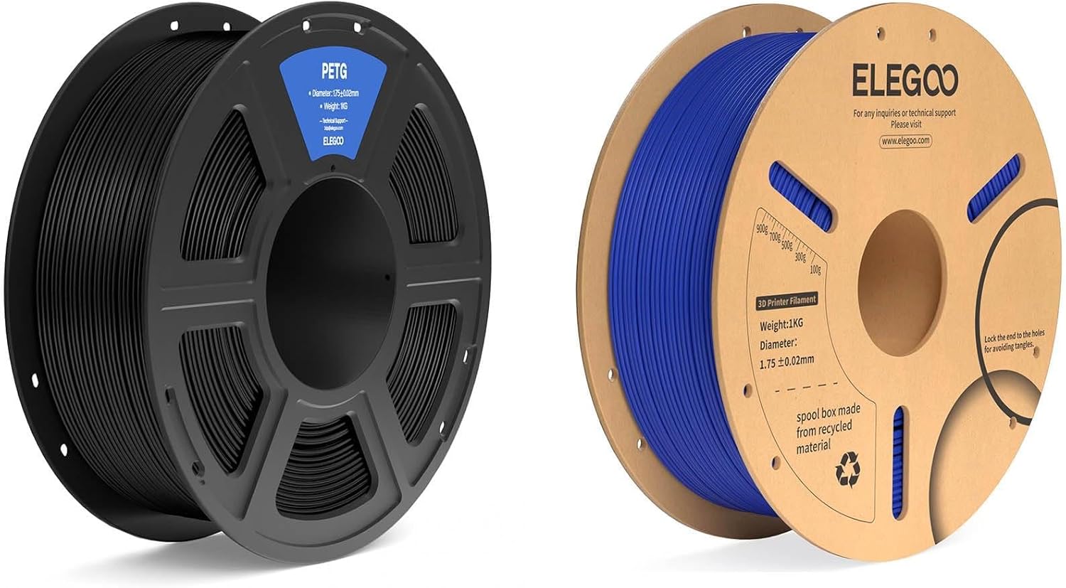 PETG Filament Black 1KG & PLA Plus Filament Dark Blue 1KG