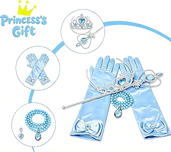 Orgrimmar Princess Dress Up Set Accessories Presents for Kids Girls | Children Princess Tiaras Set Crown Wand Gloves Necklace Earrings