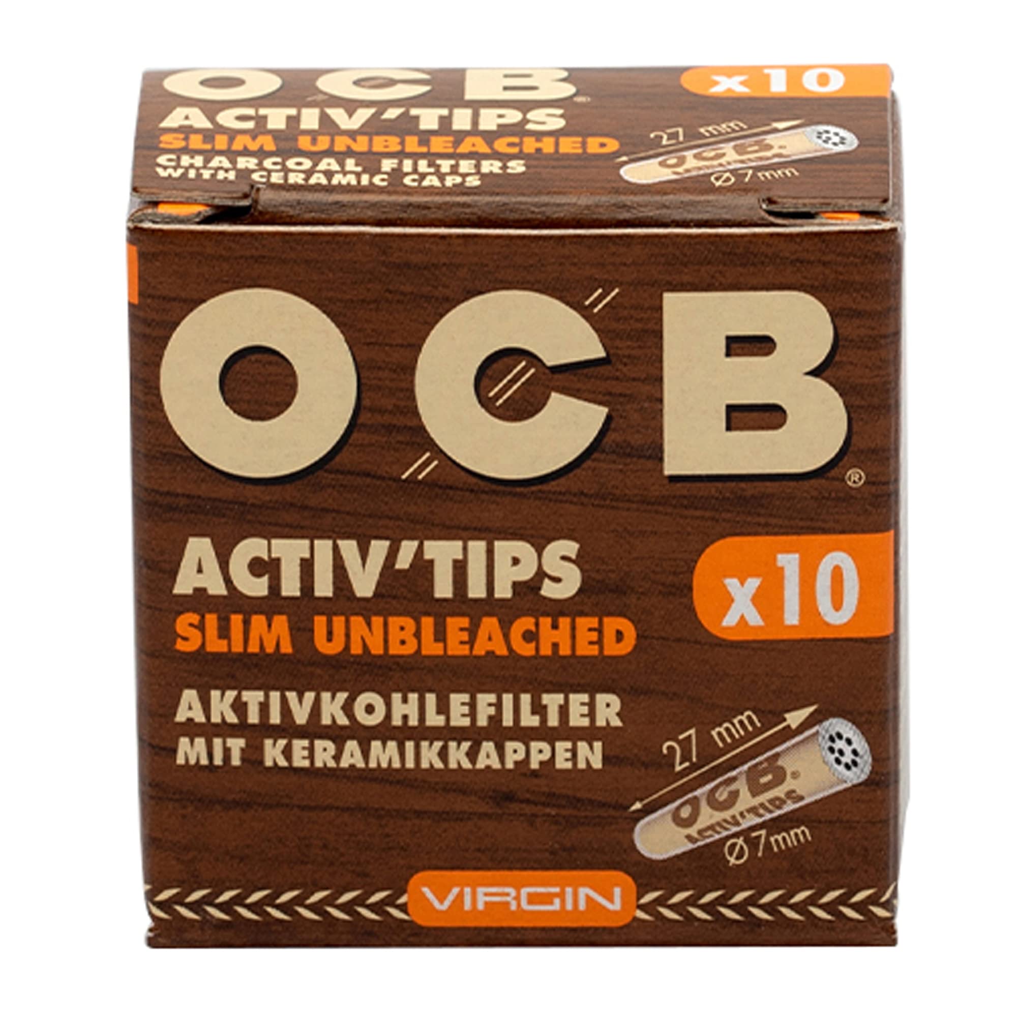 OCB Virgin Unbleached Slim Activated Charcoal Filters with Ceramic CAPS - Rolling Filter Tips/Smoking Filter Tips/Cigarette Filters Tips - 10 pcs (Pack of 1)-image-5