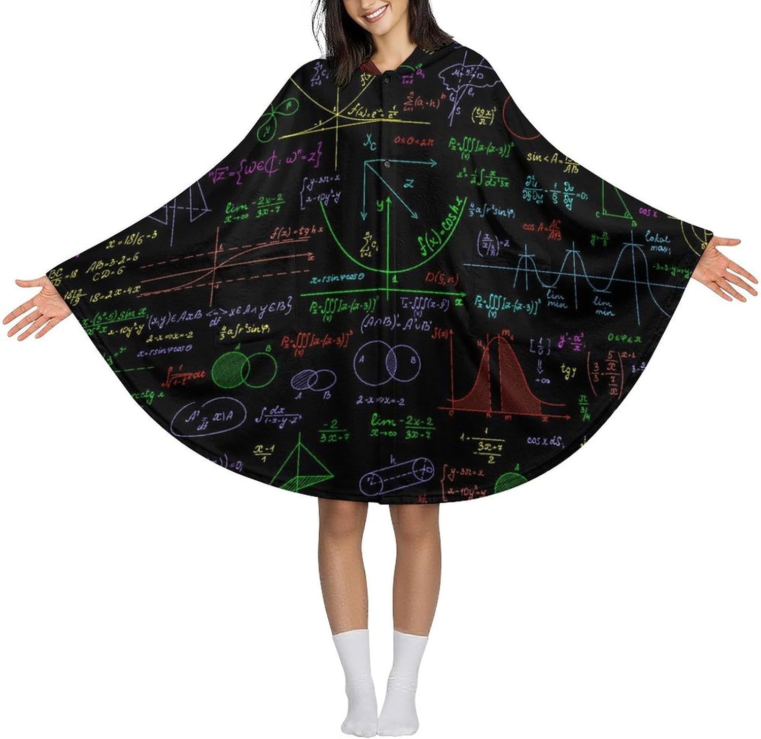 Math Plots Formulas Calculations Wearable Blanket with Hooded Flannel Blankets Cape with Pocket