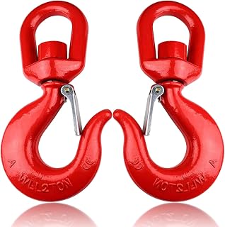AYAYGD 2-Pack 2 Ton G80 Swivel Lifting Hooks with Safety Latch - 4400 lbs Heavy Duty Rotating Crane Hoist Hooks for Chains