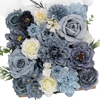 Fake Flowers Artificial Flowers Peonies Bulbous Chrysanthemum Daisy Hydrangea Sunflower Violets Dahlia Daffodils Epiphyllum Orchid Cherry Blossom Camellia Leyaron (Dusty Blue)