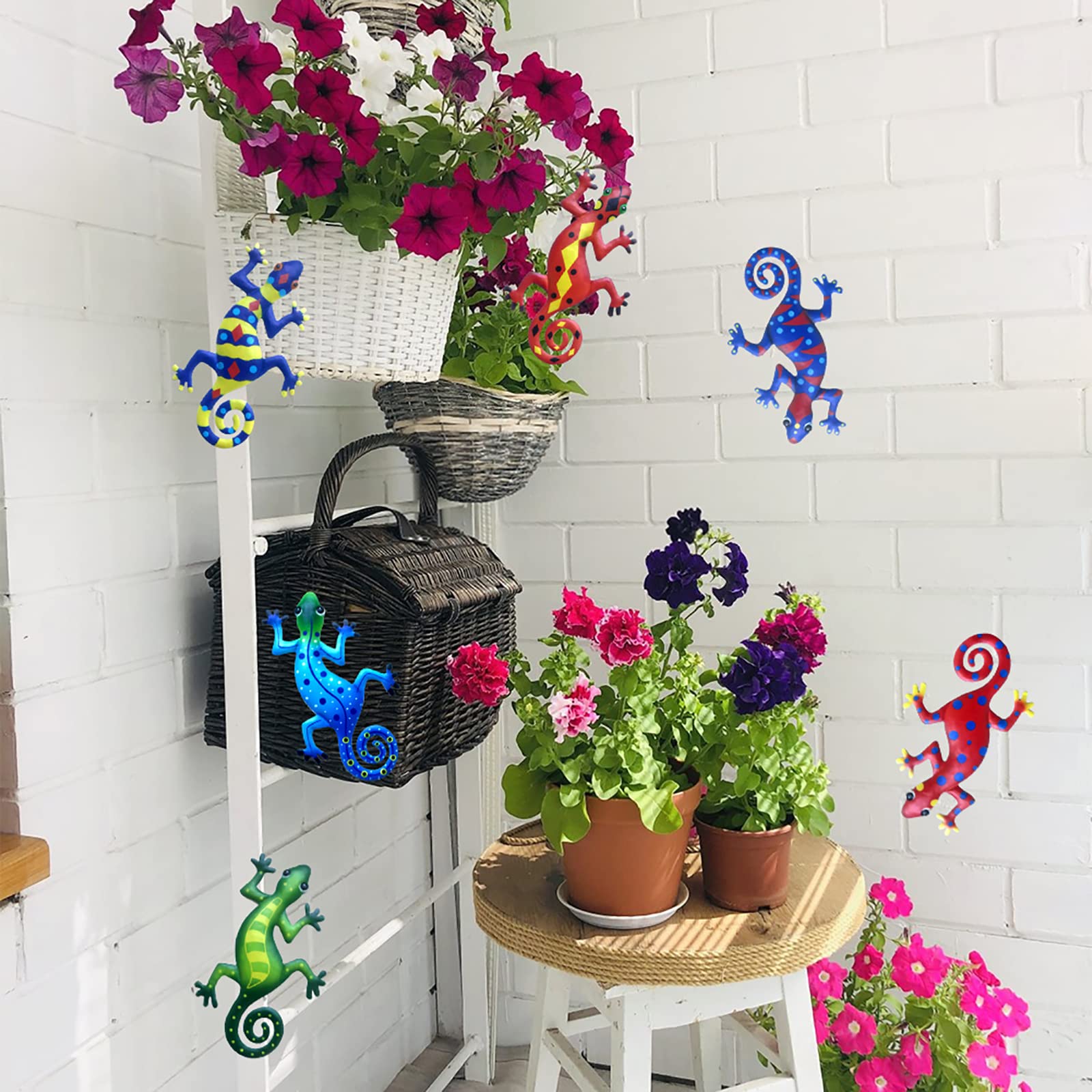 Katutude Decorazione Murale Geco In Metallo Per Esterni/Interni – Set Da 5 Colori (Rosso, Blu, Verde, Giallo, Rosa)