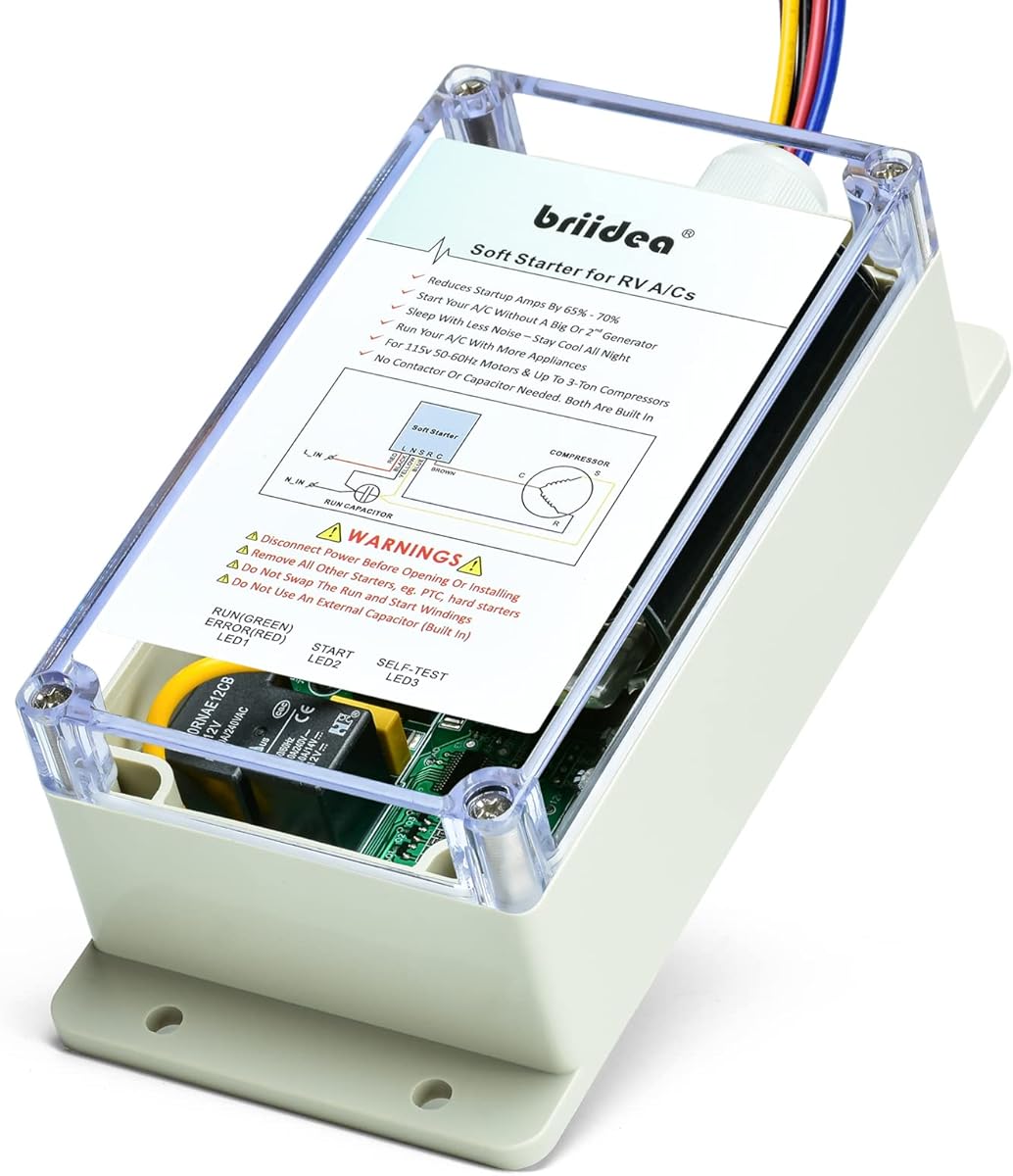 Soft Start for RV Air Conditioner, Briidea Soft Starter for RV Enables Easy Start an A/C & Appliances on RV Power with a Small Generator