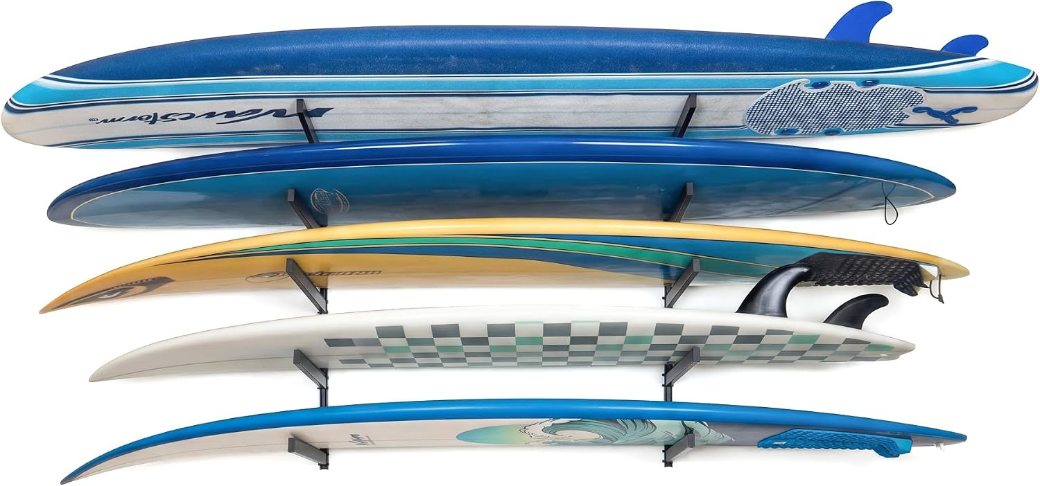 StoreYourBoard G-Vert Mini Wall Rack – Heavy-Duty Indoor Adjustable Multi-Sport Board Rack, 5 Levels for Surfboards, Paddle Boards, Snowboards, Skateboards and More, Holds 200 lbs