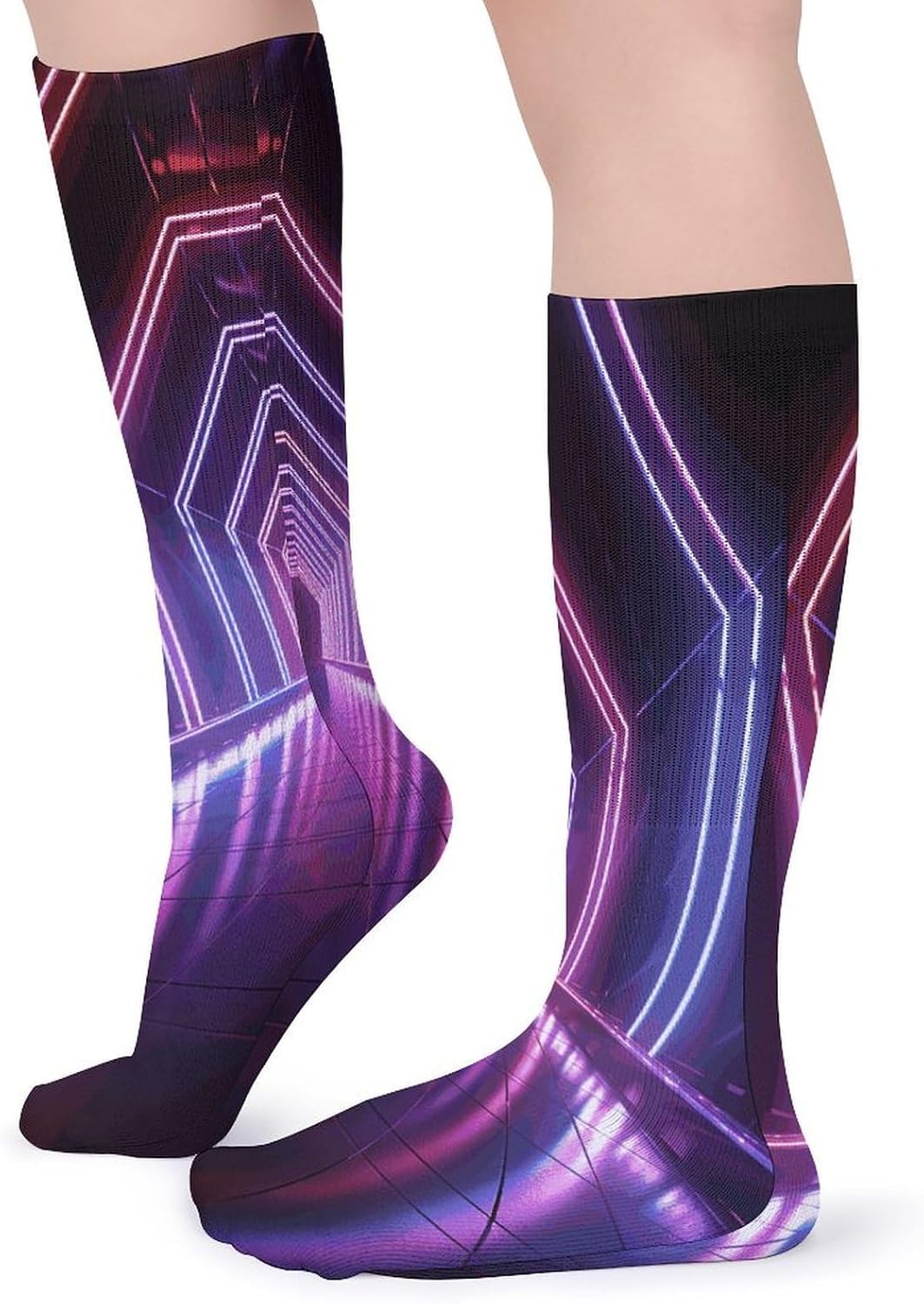 Neon Lights Tunnel Knee High Socks Cozy Knee High Socks Soft Mid-Length Sock for All Seasons Daily Wear Adult