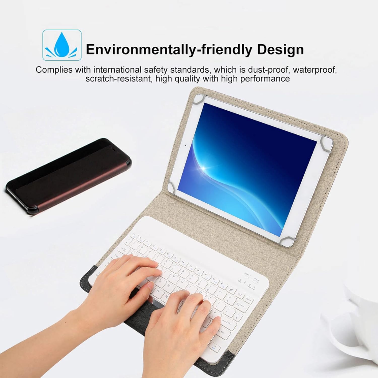 Tablet Bluetooth Keyboard & Case, PU Protective Cover + Bluetooth Keyboard, Universal for All 9.7 inch-10.1 inch Tablets, for iOS 2.3.5.6/for iOS 2017/for iOS 2018/for iOS air
