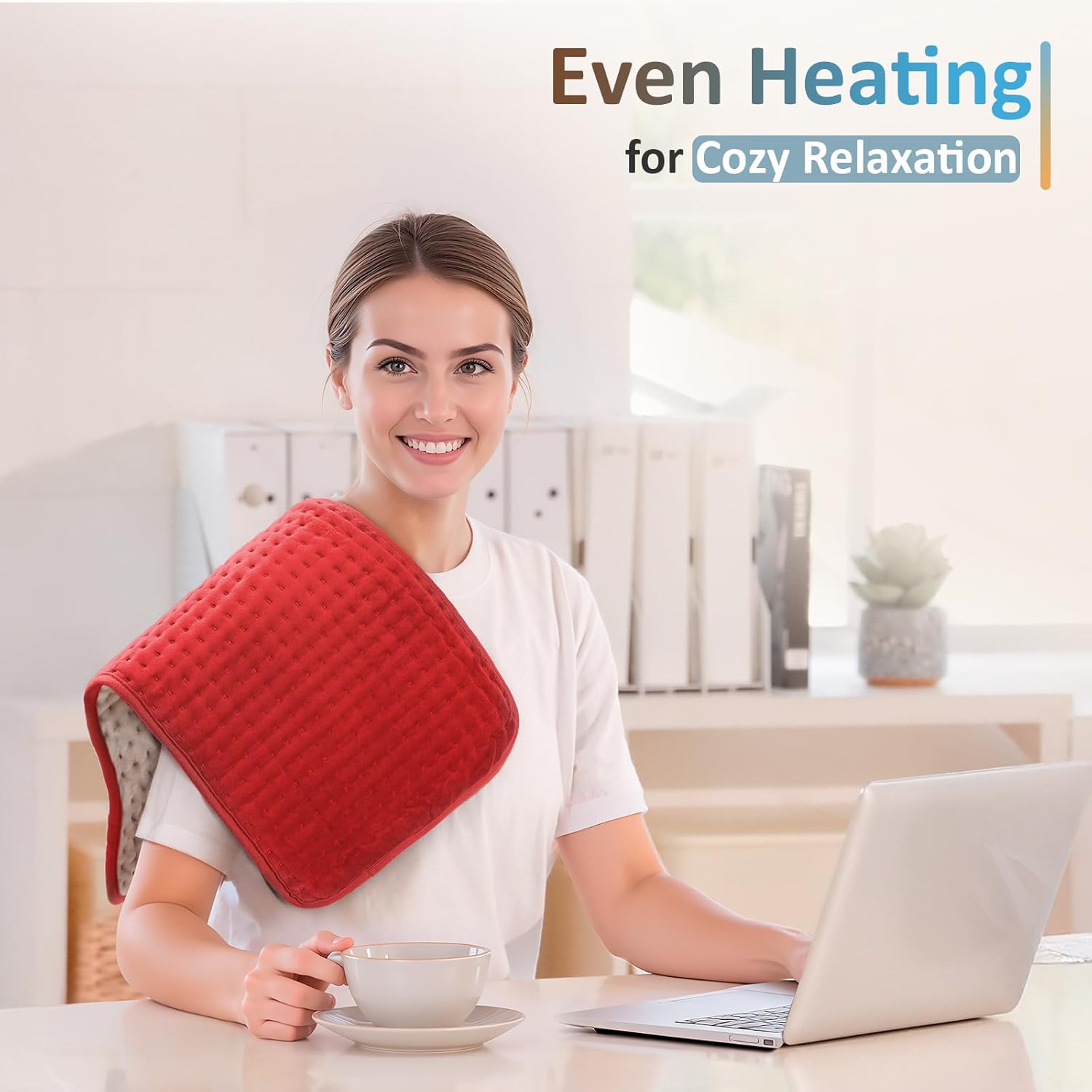 Comfytemp Heating Pad for Back & Period, Electric Extra Large Heat Pad, Birthday Gifts for Women Mom Dad & Mother Day Gift, Moist Neck Shoulder Legs Arm Abdomen Knee Heated Pad Washable, 12"x24", Red