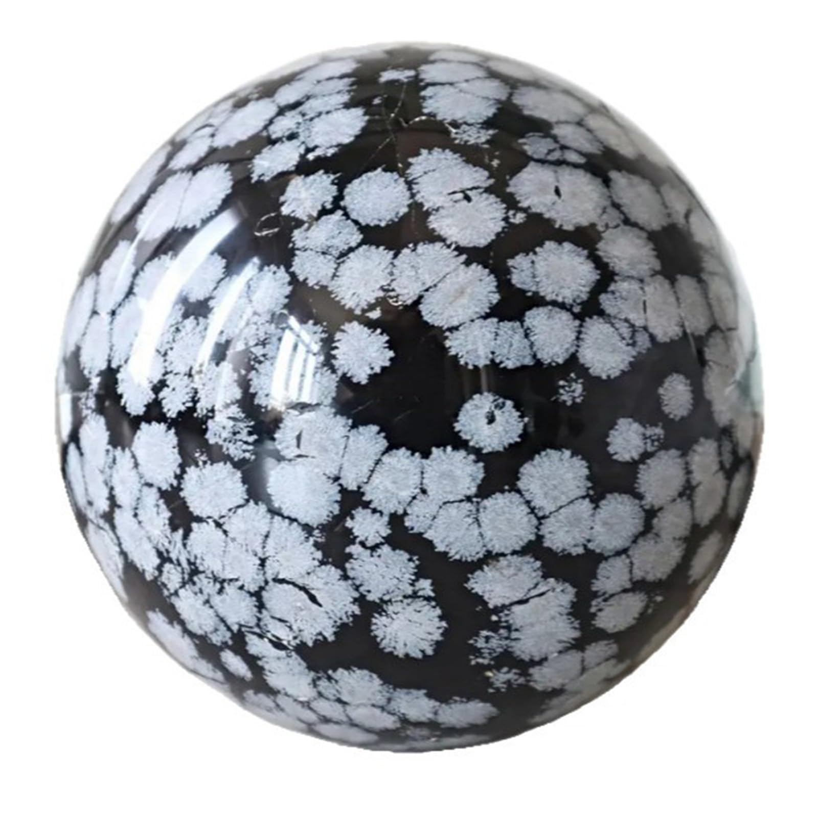 HSMQUBDBX Snowflake Obsidian Sphere, Quartz Crystal Ball Sculpture Figurine,Feng Shui Supplies,Home Office Desk Decor,60~70mm