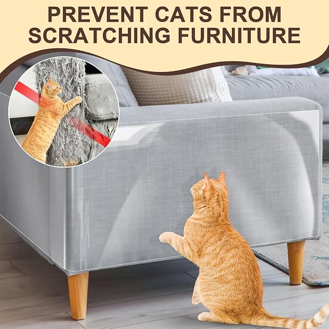 Foto 3 de 7 de Pyralidsg Protector Sofa Gatos Arañazo, 20cm x 3m Rascador para Gatos Transparente